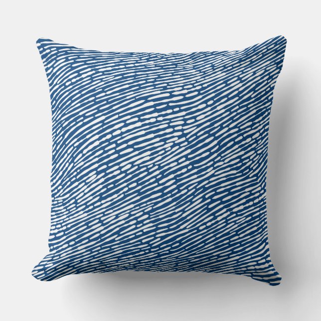 Coussin Motif Abstrait 140523 - Blanc sur Shibori Blue (Recto)