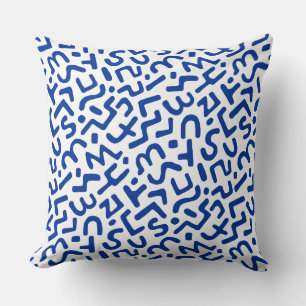 Coussin Motif Abstrait 170822 - Bleu de marine sur blanc
