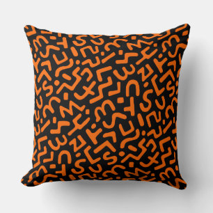 Coussin Motif Abstrait 170822 - Orange sur noir