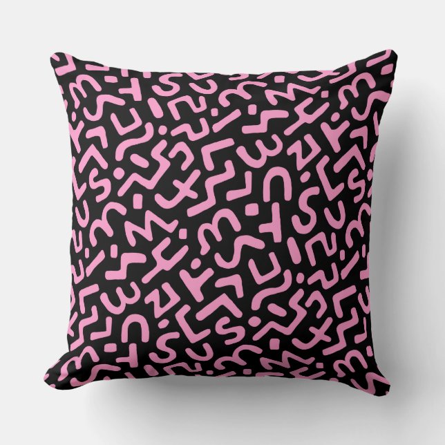 Coussin Motif Abstrait 170822 - Rose sur noir (Recto)