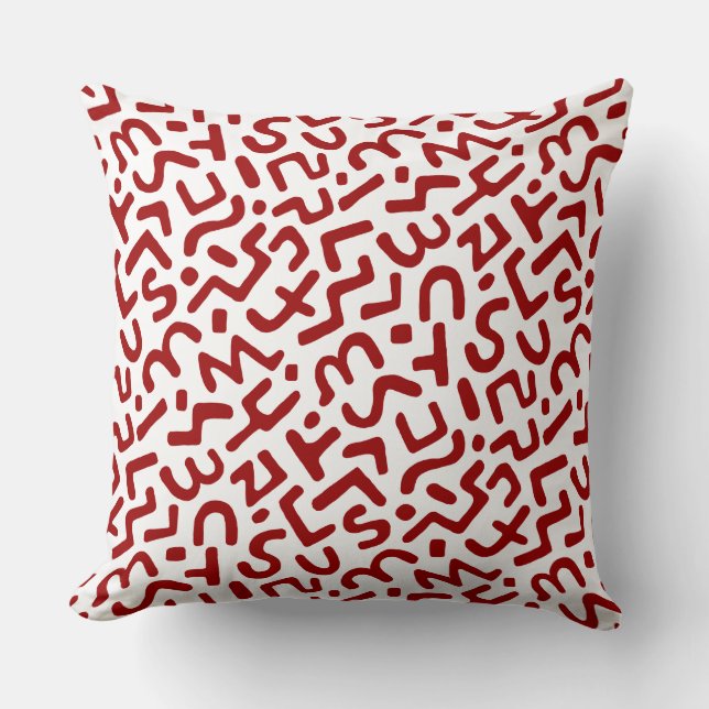 Coussin Motif Abstrait 170822 - Rouge Rubis sur Blanc (Recto)