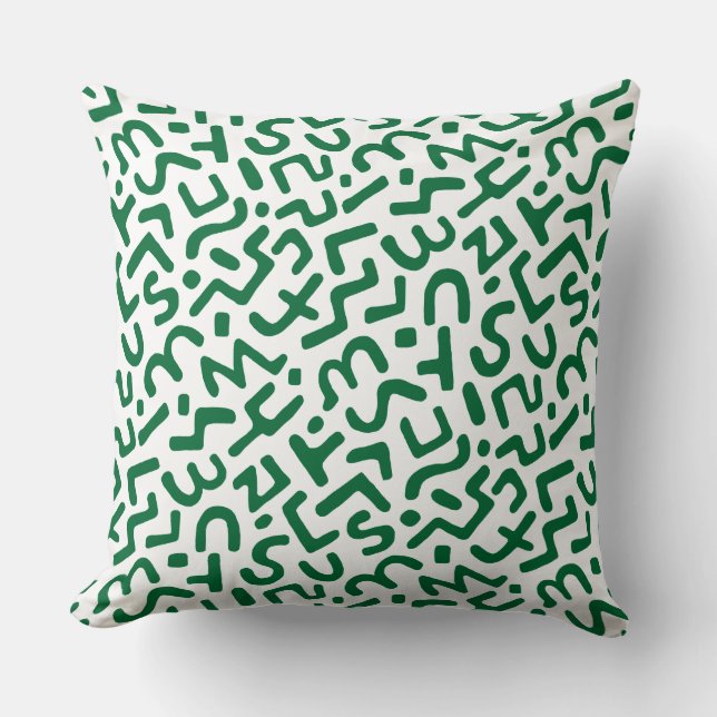 Coussin Motif Abstrait 170822 - Vert forestier sur blanc (Recto)