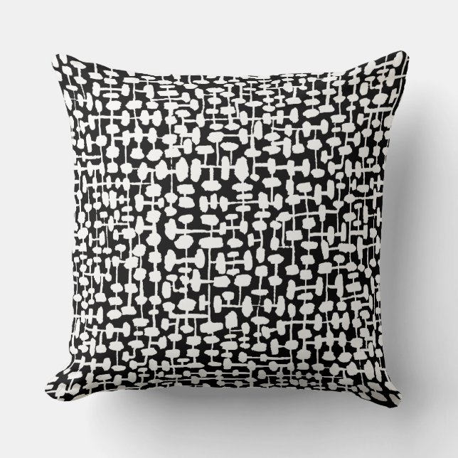 Coussin motif Abstrait 190621 Blanc sur noir (Recto)