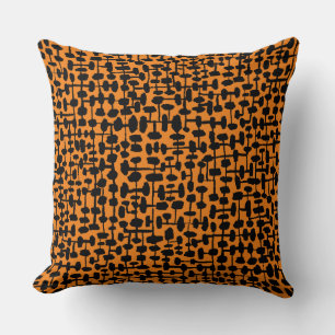 Coussin motif Abstrait 190621 Noir sur orange
