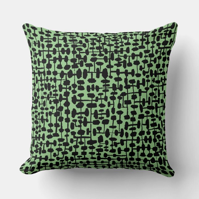 Coussin motif Abstrait 190621 Noir sur Sage (Recto)