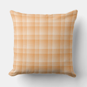 Coussin Motif abstrait à carreaux orange et blanc