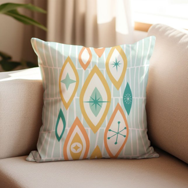 Coussin Motif Abstrait Atomique de Style Mid Century Moder (Créateur téléchargé)