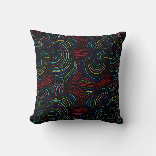 Coussin motif Abstrait avec bandes multicolores (Recto)