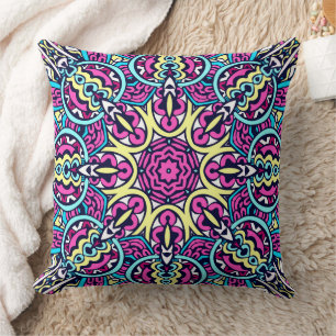 Coussin Motif Abstrait Boho Mandala
