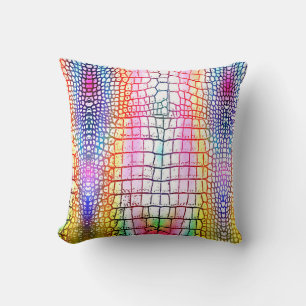 Coussin Motif abstrait crocodile, motif coloré