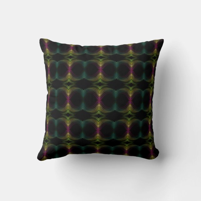 Coussin Motif Abstrait d'Art Psychédélique Groovy Coloré (Verso)