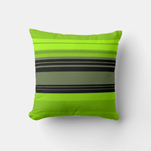 Coussin Motif Abstrait de bandes de couleur verte noire