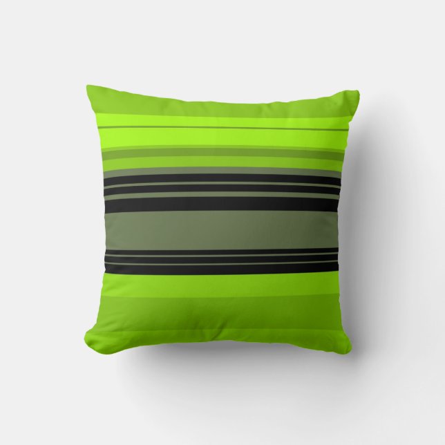 Coussin Motif Abstrait de bandes de couleur verte noire (Recto)