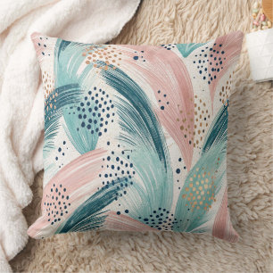 Coussin Motif Abstrait de brosse et de point d'or