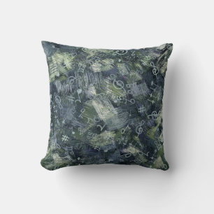 Coussin Motif abstrait de clé de sol et de notes de musiqu