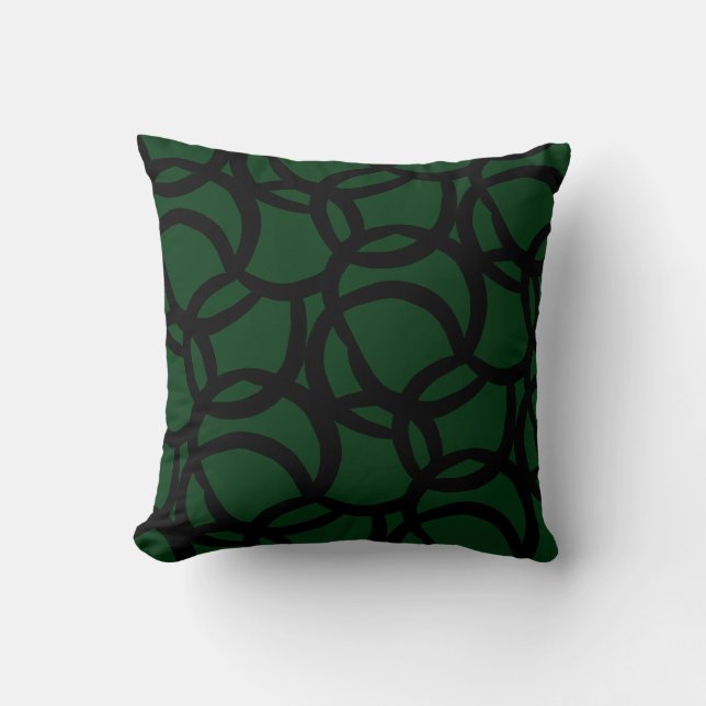 Coussin Motif Abstrait de ligne noire et verte (Recto)