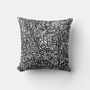 Coussin Motif Abstrait de lignes noir et blanc