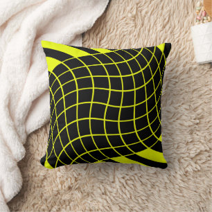 Coussin Motif abstrait de lignes noires et jaunes
