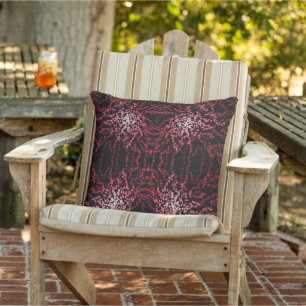 Coussin Motif Abstrait de Taches de Roses et Rouges