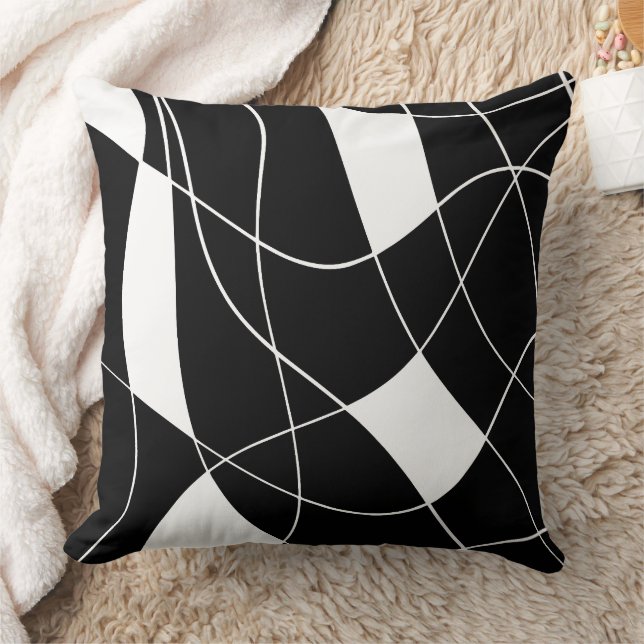 Coussin Motif abstrait élégant noir et blanc (Couverture)