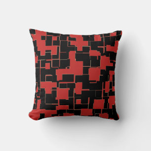 Coussin Motif abstrait élégant noir et rouge COOL