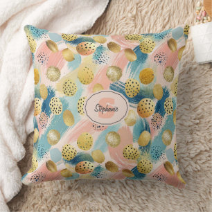 Coussin Motif Abstrait en forme de brosse et d'or