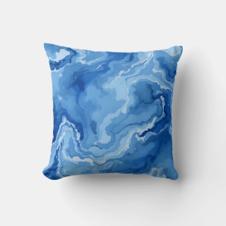 Coussin Motif Abstrait en marbre bleu.