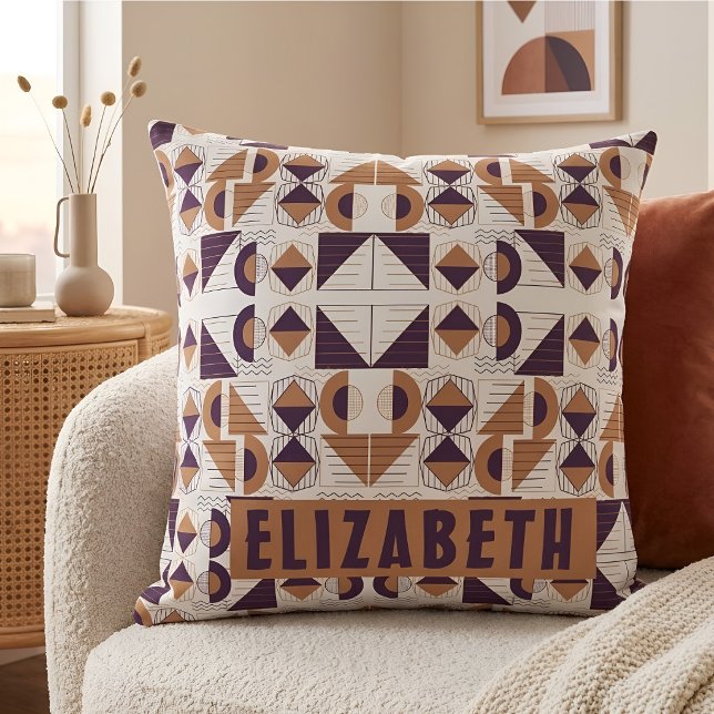 Coussin Motif abstrait esthétique violet et or (Créateur téléchargé)