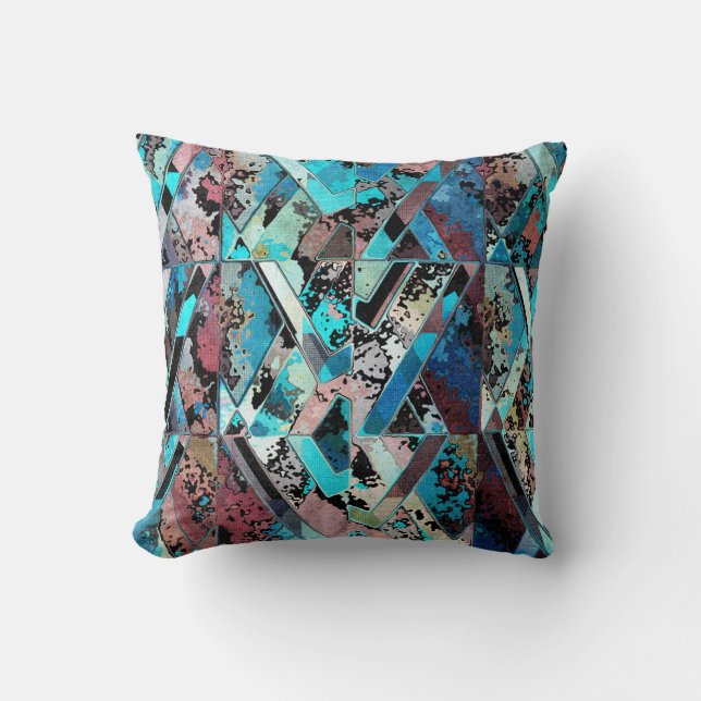 Coussin Motif Abstrait Géométrique Coloré (Recto)