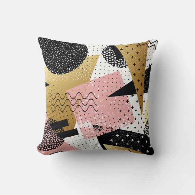 Coussin Motif Abstrait Gold Foil Rose (Recto)