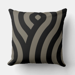 Coussin Motif Abstrait Gris Black Wave Gris