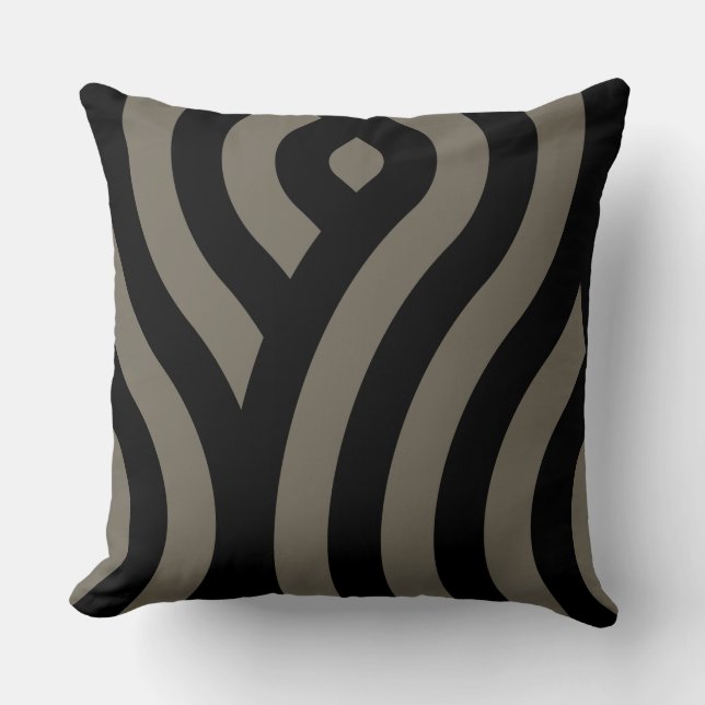 Coussin Motif Abstrait Gris Black Wave Gris (Recto)