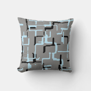 Coussin Motif Abstrait gris noir bleu
