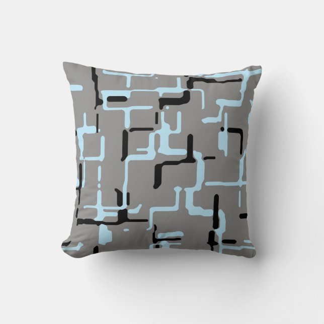 Coussin Motif Abstrait gris noir bleu (Recto)