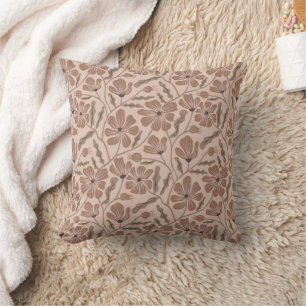 Coussin Motif Abstrait Mocha Mousse