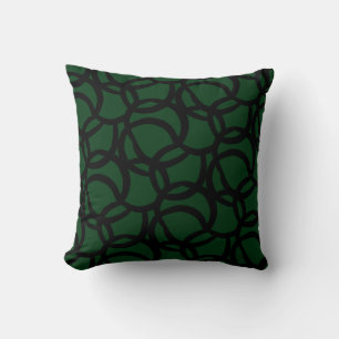 Coussin Motif Abstrait moderne de ligne noire et verte