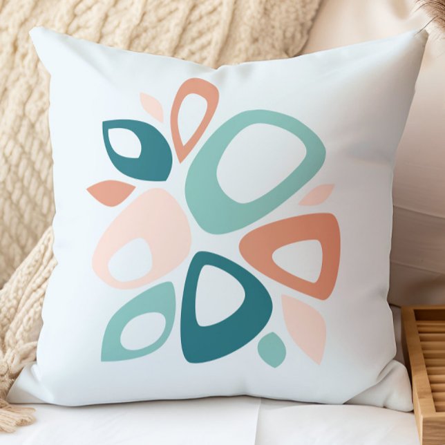Coussin Motif Abstrait Moderne de Style Pêche Sarcelle Sau (Créateur téléchargé)