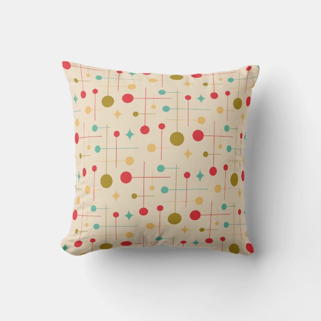 Coussin Motif Abstrait Moderne du Milieu du Siècle 29 Crèm (Recto)