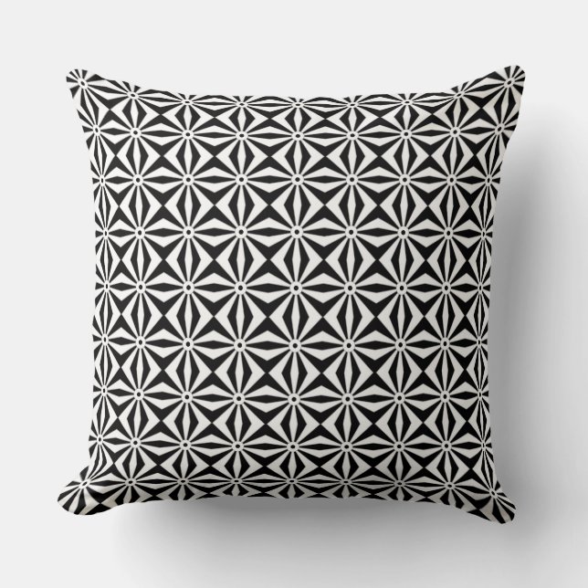 Coussin Motif Abstrait moderne en noir et blanc (Recto)