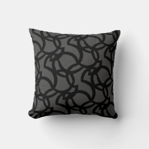 Coussin Motif Abstrait moderne en noir et gris foncé
