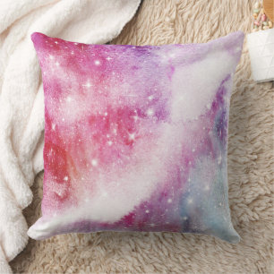 Coussin Motif Abstrait Nébuleuse Galactique et Aquarelle P