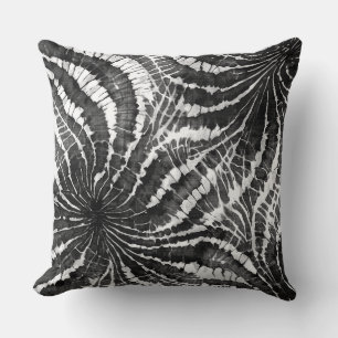 Coussin motif abstrait noir et blanc de teinture au nœud