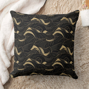 Coussin Motif abstrait noir et or