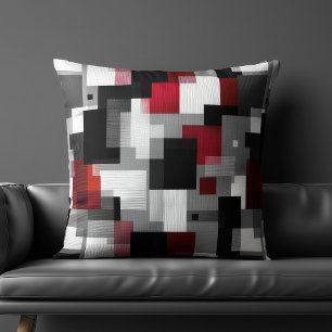 Coussin Motif abstrait noir et rouge