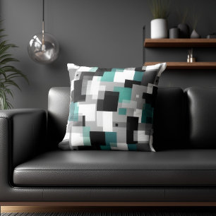 Coussin Motif abstrait noir et sarcelle