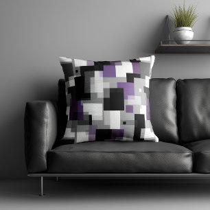 Coussin Motif abstrait noir et violet
