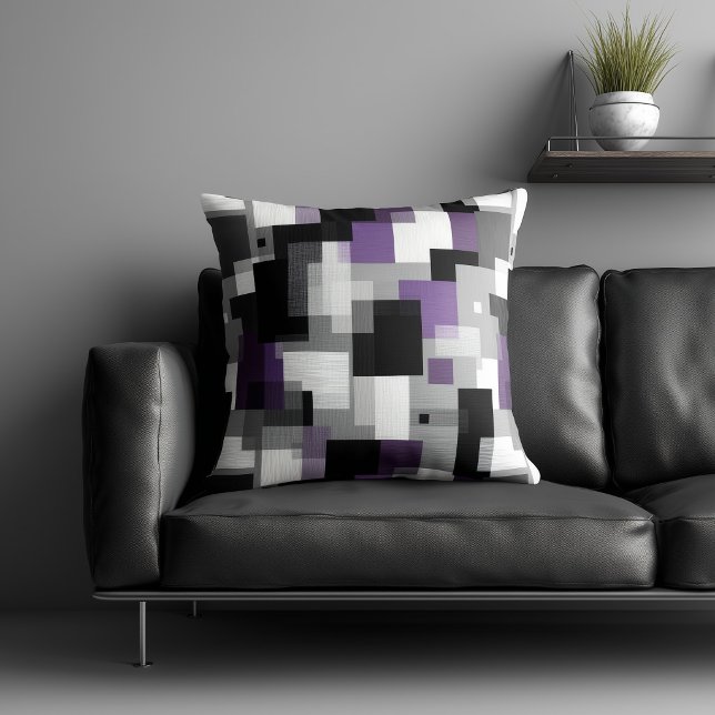 Coussin Motif abstrait noir et violet (Créateur téléchargé)