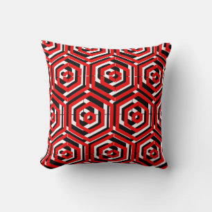 Coussin Motif abstrait noir, rouge, blanc avec dos solide