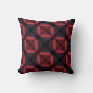 Coussin motif abstrait noir, rouge et noir 2 côtés