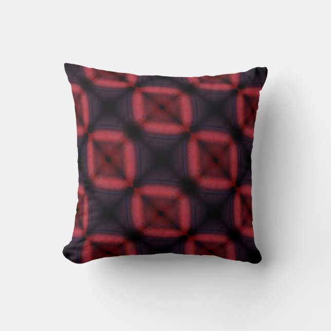 Coussin motif abstrait noir, rouge et noir 2 côtés (Recto)